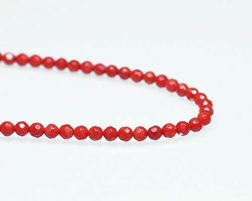 Faceted Red Coral (Dyed) Beads 5mm | Sold By 1 Strand(7") | BS0023
